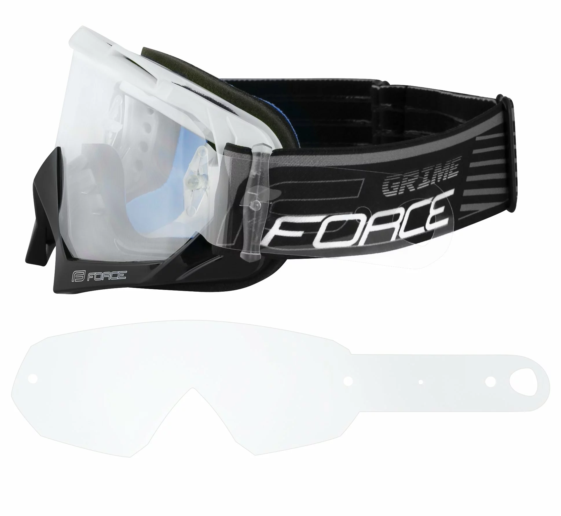 Force Grime Downhill Brille Sort/hvid Med Klar Linse - Billede 3
