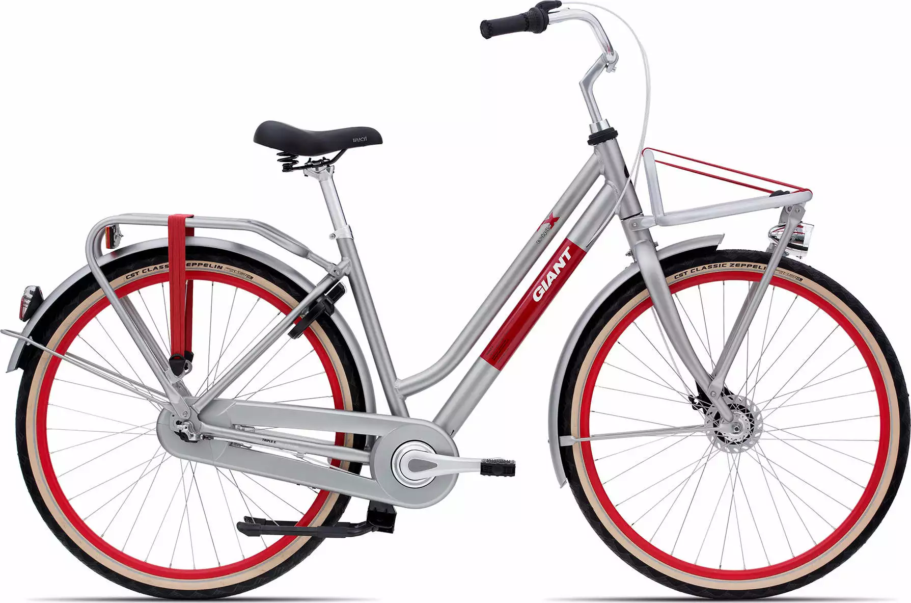 Giant Triple X 2 - Damecykel Med Lad - Grå/rød 1 Giant Triple X 2 - Damecykel Med Lad - Grå/rød