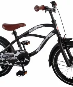 Volare Black Cruiser 16" Drengecykel Med Støttehjul