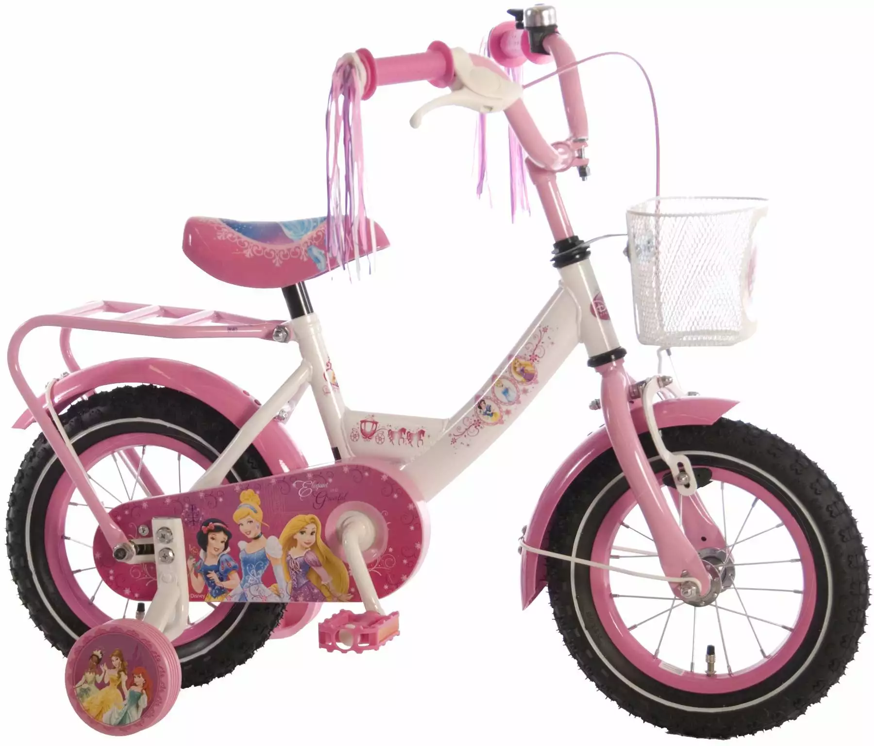 Volare Disney Prinsesser 12" Pigecykel Med Støttehjul 1 Volare Disney Prinsesser 12" Pigecykel Med Støttehjul