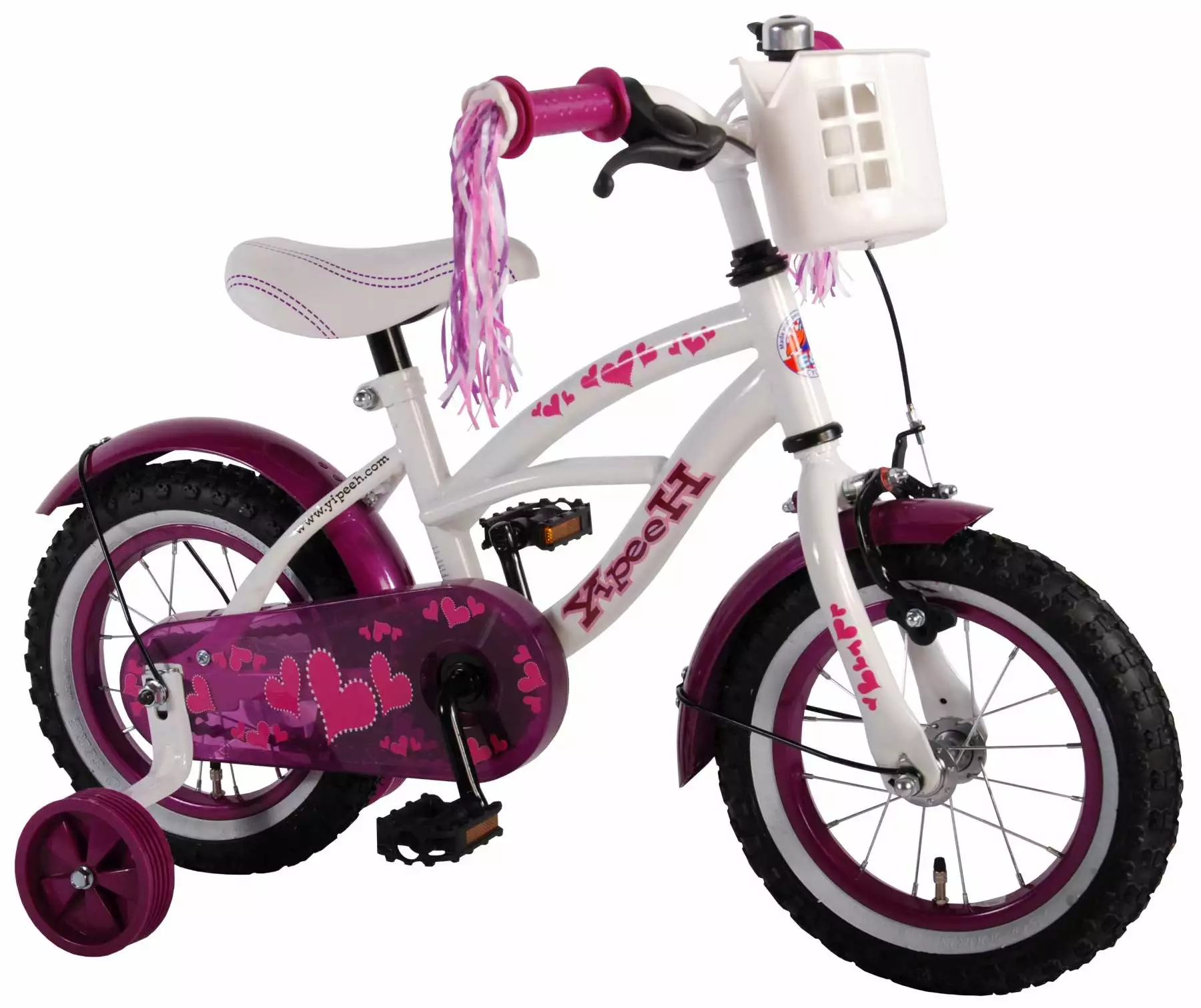 Volare Heart Cruiser Pigecykel 12" Hvid/Pink 1 Volare Heart Cruiser Pigecykel 12" Hvid/Pink