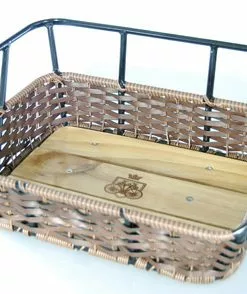 Avenue Kurv I Brun Flet, Aluminium Og Træ Sort